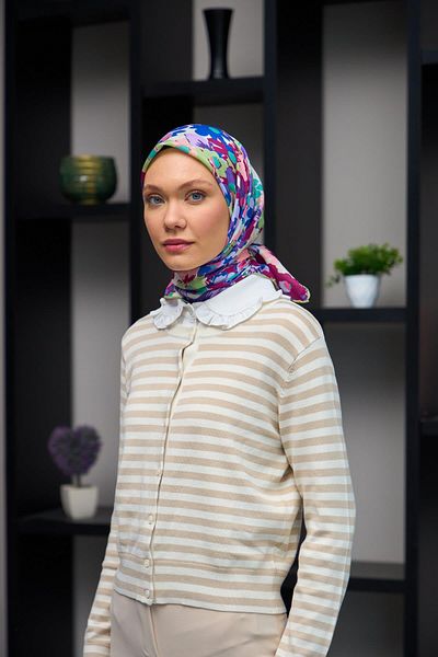 İpekhan Μαλακό κασκόλ Moss Green - Cherry 1179-13, Harmony Collection