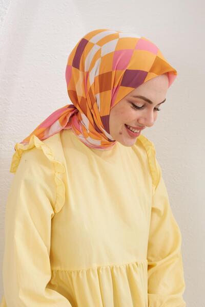 İpekhan Relax Geometric Ala Soft Scarf Dusty Pink 1139-08