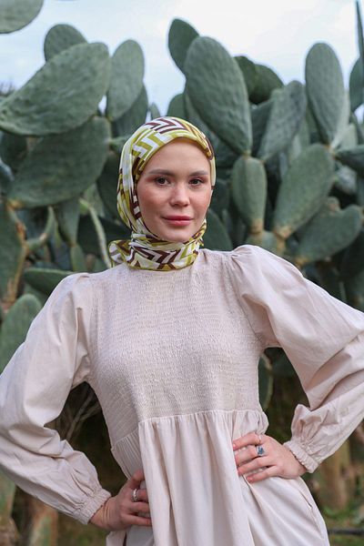 İpekhan Μαλακό κασκόλ LunaLiner Pattern Mustard Claret Red 1166-13