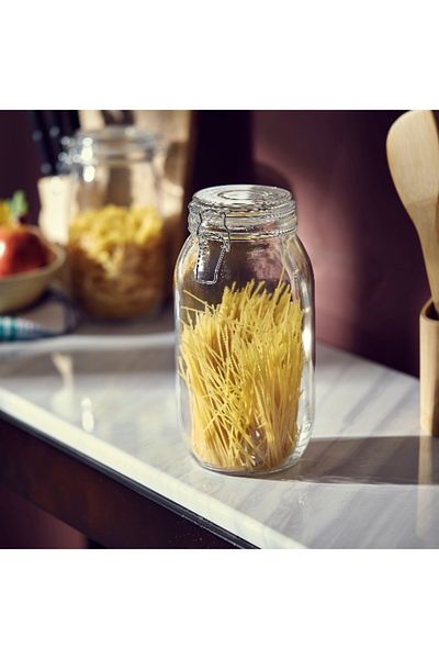Home Box Atlanta Glass Canister with Metal Clip - 2 L
