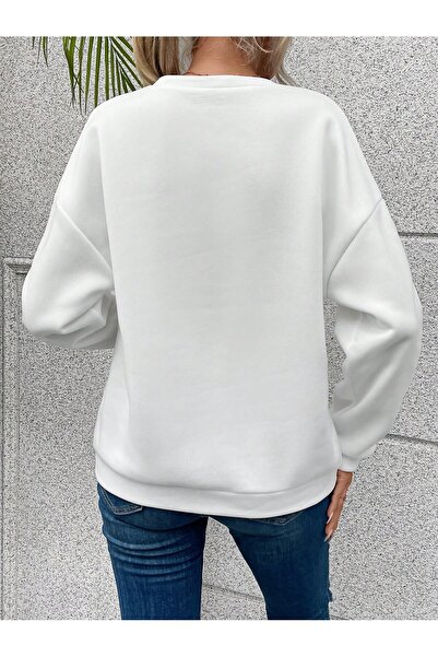 Deocept Γυναικείο φούτερ με στάμπα μεγάλου μεγέθους με λαιμόκοψη