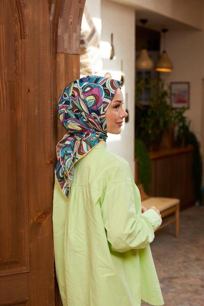 İpekhan Geo Oval Μαλακό Κασκόλ Καφέ Navy Blue 1158-01