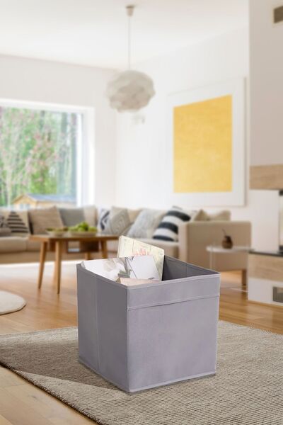 PRENDİ HOME 30x30x30 Smoked Toy and Book Storage Box - Without Lid