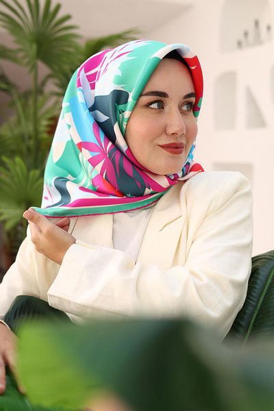 Silk Home Eșarfă din mătase sarg mentă, roz, albastru bebeluș, albastru, albastru petrol 11406-01