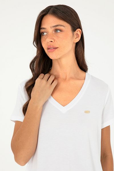 U.S. Polo Assn. Γυναικείο μπλουζάκι με λαιμόκοψη σε λευκό λαιμόκοψη 50280019-vr013