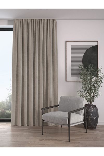 Demor Home Velvet Textured Extra-for Gathered Light Gray High Quality Background Curtain Single Wing