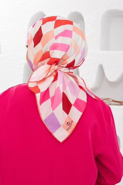 İpekhan Relax Geometric Ala Μαλακό Κασκόλ Ρόδι Πορτοκαλί 1139-15