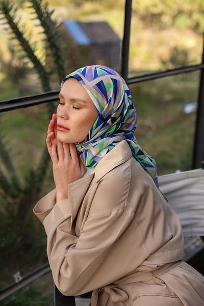 İpekhan Μαλακό κασκόλ Prism Pattern Oil Green 1163-11