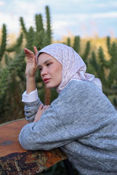 İpekhan Noorkare Pattern Μαλακό Κασκόλ Μαλακό Λιλά 1167-03