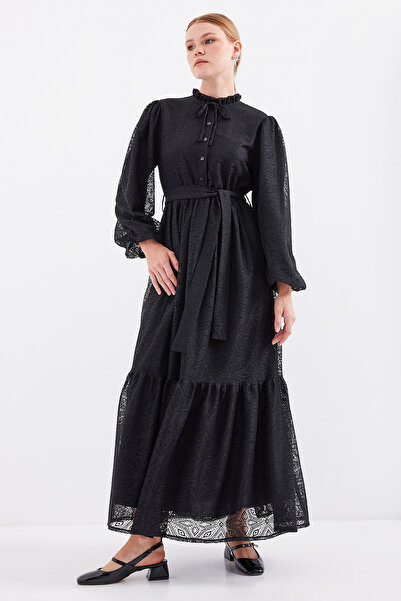 Bigdart 2509 Model - Black Long Lace Hijab Dress