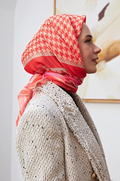 İpekhan Coral Cotton ViscosE Silk Houndstooth SEriEs Scarf 1129-02