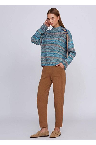 Knitss Tricotaj albastru amestecat de lână din bumbac organic