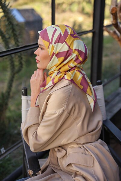 İpekhan Μαλακό κασκόλ με μοτίβο καμβά λιλά 1164-09