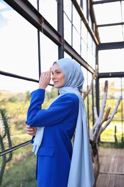 İpekhan Exen Pattern Μεταξένιο Ζακάρ Σάλι Baby Blue 9011-13