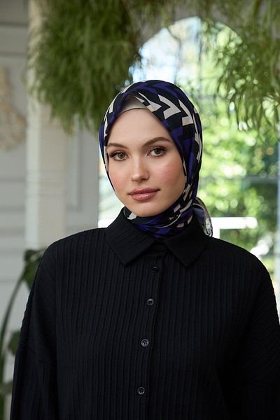 İpekhan Soft Scarf Summer Shine Collection - Navy Blue Black 1187-11