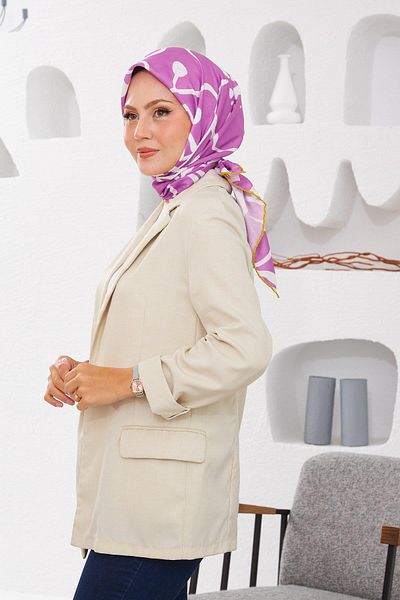 İpekhan Relax Geometric Line Soft Scarf Orchid 1145-01