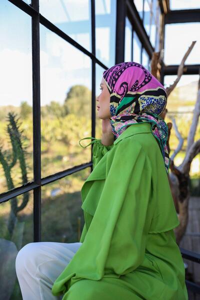 İpekhan Μαλακό κασκόλ Boheme Collection Ροζ Πράσινο 1172-11