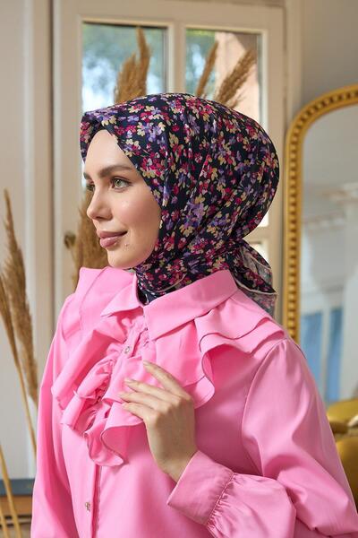 İpekhan Soft Scarf Dark Blue Lilac Summer Sparkle Collection - 1191-06