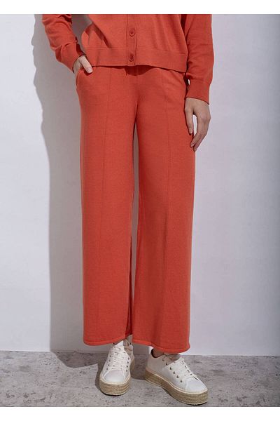 Knitss Cashmere Blended Orange Knitwear Trousers