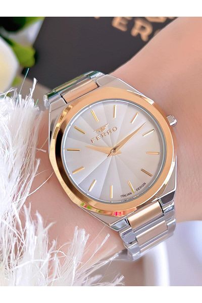 FERRO 3 Atm Water Resistant Ion Coated Steel Cord Women's Wristwatch and Bracelet - Bfl21470-X6