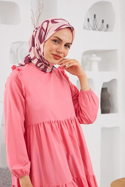 İpekhan Relax Geometric Line Μαλακό Κασκόλ Σκούρο Ροζ 1145-15