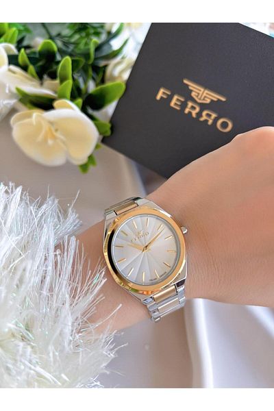 FERRO 3 Atm Water Resistant Ion Coated Steel Cord Women's Wristwatch and Bracelet - Bfl21470-X6