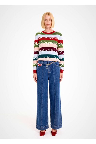 Knitss Tricotaj colorat cu model slogan