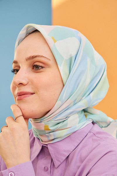 İpekhan Κασκόλ βαμβακερής βισκόζης με μοτίβο Daphne