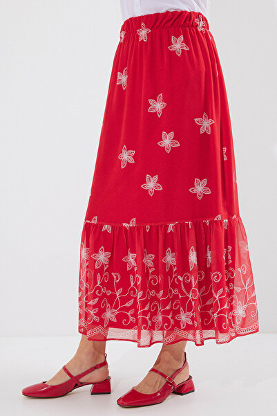 Bigdart 8010 Шифонена пола с шарки - A. Червена