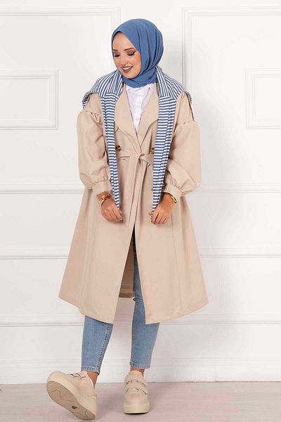 EBRUTESETTÜR Balloon Arm Portable Belted Waterproof Trench
