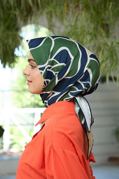 İpekhan Μαλακό κασκόλ Summer Shine Collection - Navy Blue Khaki 1188-05