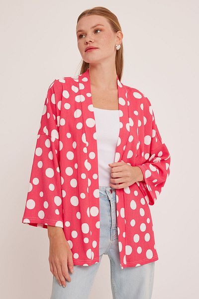 Bigdart Gestrickter Kimono mit Granatapfel- und weißen Punkten für Damen 5862