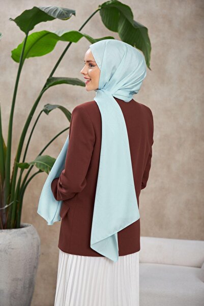 İpekhan Line Leola Pattern Silky Jacquard Shawl Gray Blue 9009-10