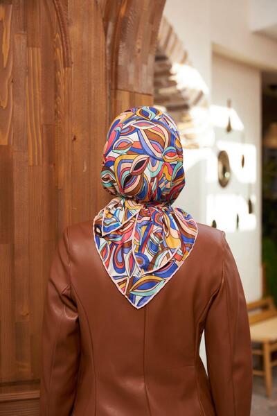 İpekhan Geo Oval Μαλακό Κασκόλ Καφέ Μπλε 1158-10