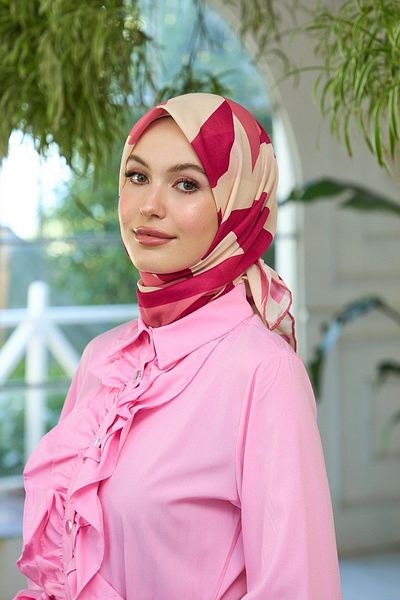 İpekhan Claret Red Cream Soft Scarf - Summer Shine Collection 1186-01