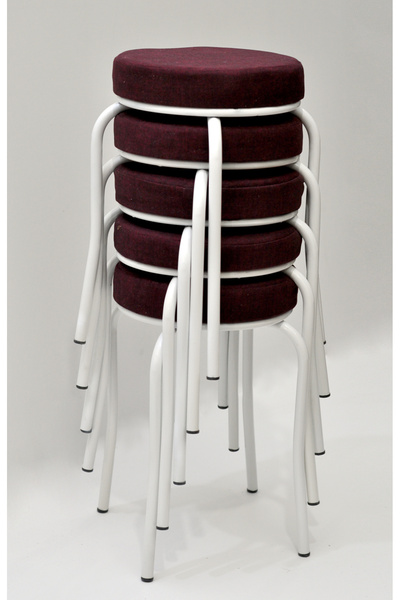 TABURECİM Tabure (5 ADET) Beyaz Ayaklı, Mina Kumaş, Metal Ahtapot Ayak Aygl-289