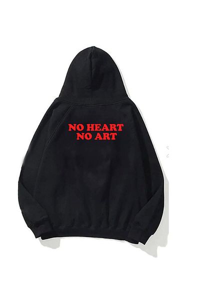 The Champ Clothing Φούτερ με κουκούλα Fleece No Heart No Art Printed Μαύρο Unisex Hoodie φούτερ