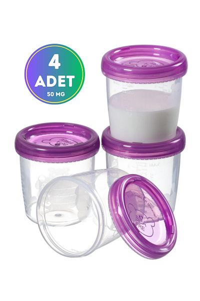 WAPPA 4-Piece 50ml Mini Mother Baby Milk and Food Baby Organic Nutrient Scale Leak-Proof Storage Container with Lid