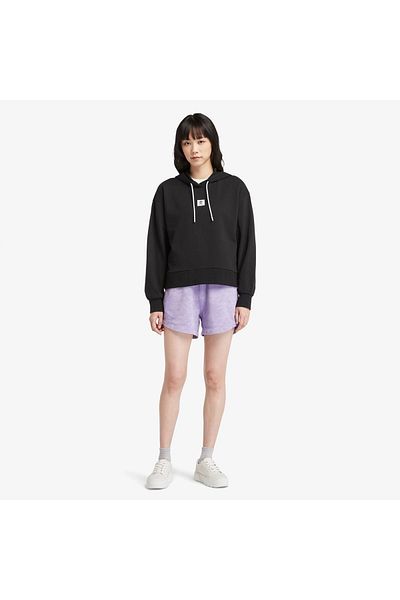 Timberland Дамски черен суичър с качулка Aop Polar 1/4 Fleece