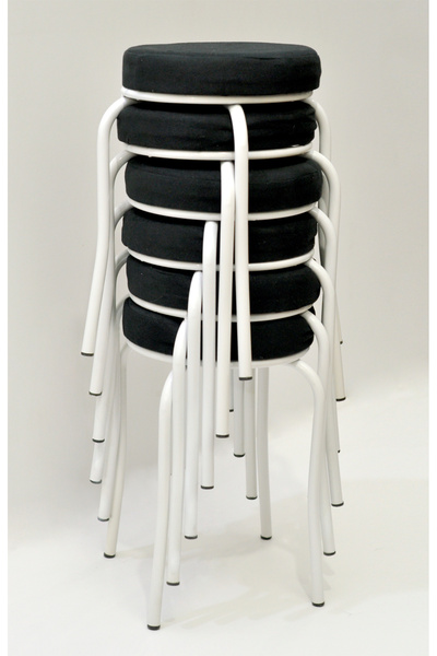 TABURECİM Tabure (6 ADET) Beyaz Ayaklı, Mina Kumaş, Metal Ahtapot Ayak Aygl-289