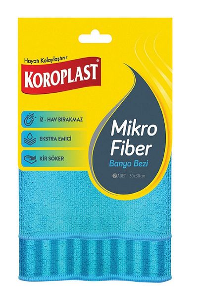 Koroplast Microfiber Bath Cloth Set of 2, Double Sided Quick Dry Cleaning Cloth Set 30X30 cm