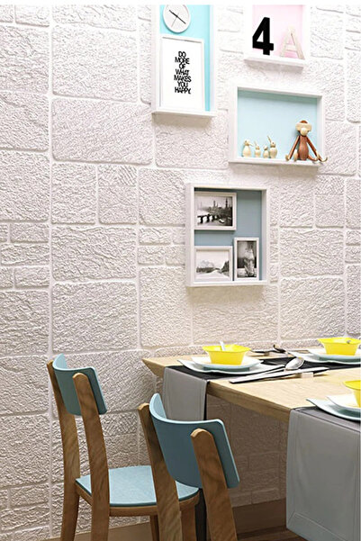 Tetik 4 Adet 70x70 Dekoratif Beyaz Kendinden Yapışkanlı Esnek Duvar Paneli