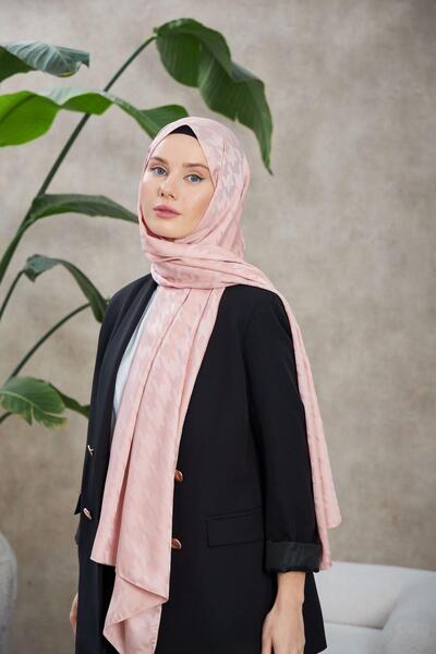 İpekhan Μοτίβο Neo Houndstooth Μεταξένιο Σάλι Ζακάρ Καραμέλα Ροζ 9010-25