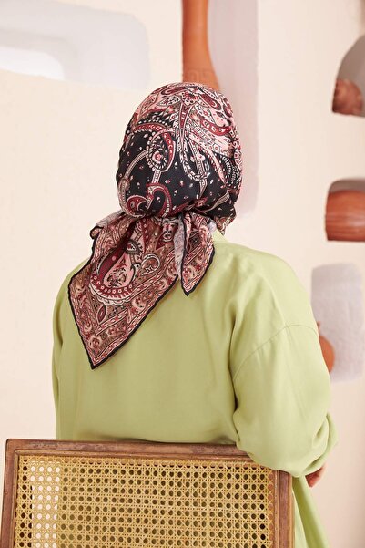 İpekhan Ethnic Series Claret Red Cotton Viscose Silkhan Scarf - 1116-11