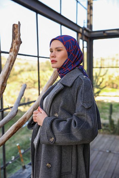İpekhan Μαλακό κασκόλ Boheme Collection Navy Blue 1175-12