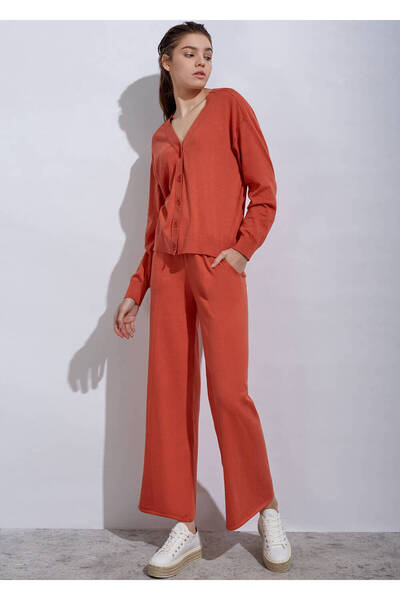 Knitss Kaşmir Karışımlı Turuncu Triko Pantolon
