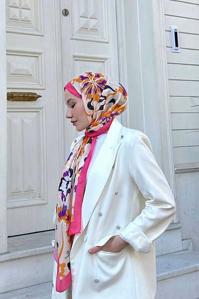 İpekhan Nature Freesia Soft Pomegranate Flower Shawl - 3038-05