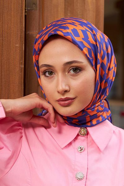 İpekhan Colorday Mono Soft Scarf Purple Orange 1152-07