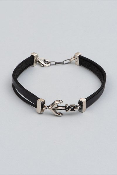 So CHIC... Leather Men's Silver Bracelet with Anchor Figure