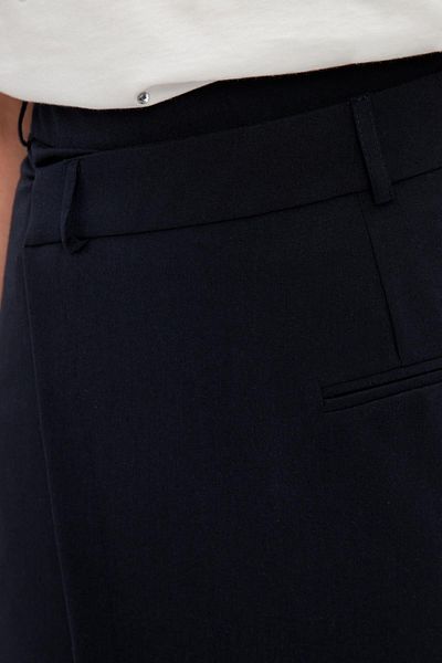 Setre Navy Blue Midi Skirt with Asymmetric Closure Detail at the Waist